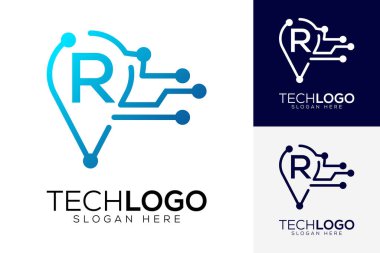 vector technology  letter r logo  clipart