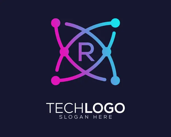 teknoloji gradyan renk harfi r logosu