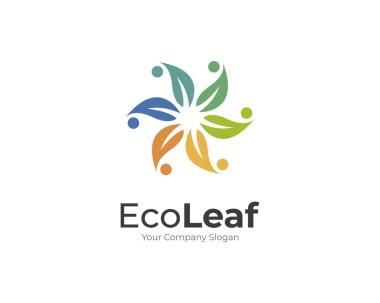 soyut renkli eko yapraklı logo çiçek tasarımı şablonu 