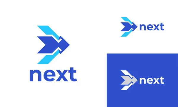 Asgari Sonraki Logo Şablonu Tasarımı, Ok vektör logosu kavramı.