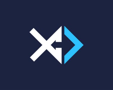 vektör x ok logo tasarım şablonu