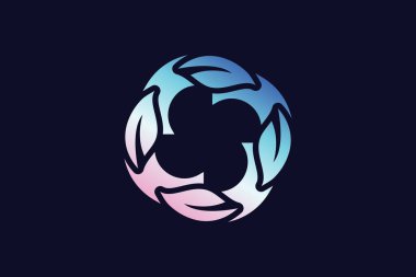 Soyut Modern renkli yaprak logosu tasarım şablonu