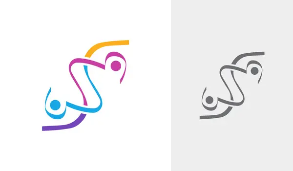 Soyut Topluluk harfi insanların logo vektör tasarımı