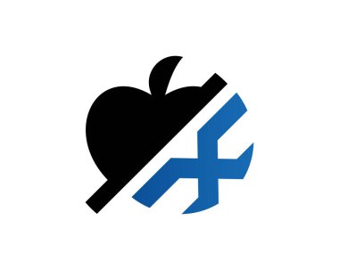 Apple harfi x logo şablon vektör tasarımı