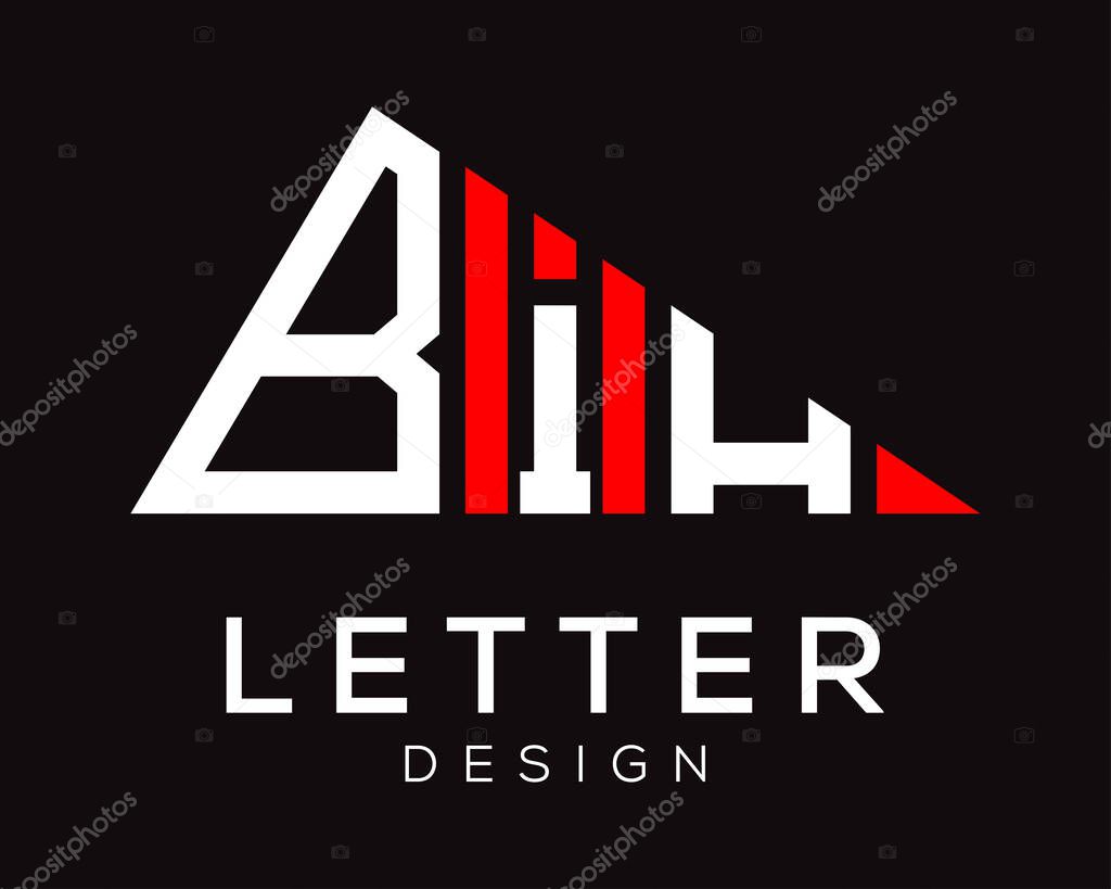 Triangle shape BIH letter logo design.