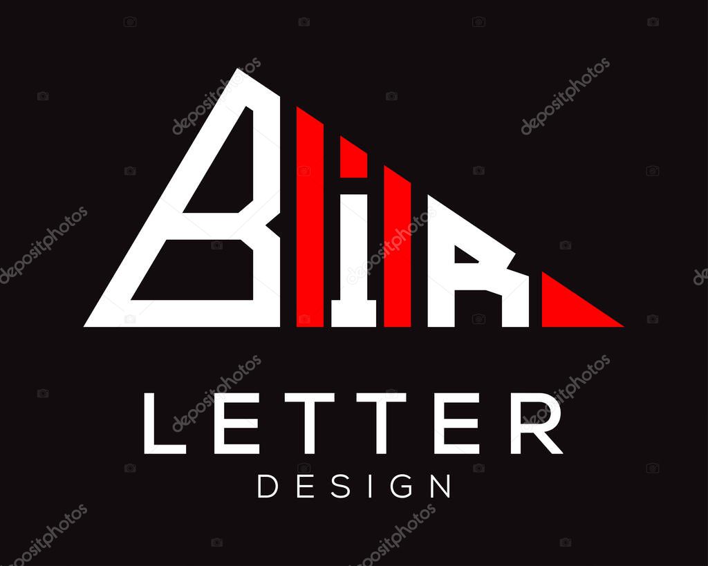 Triangle shape BIR letter logo design.