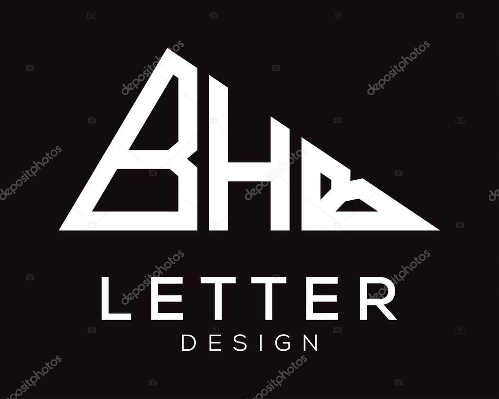 Triangle shape BHB letter logo design.
