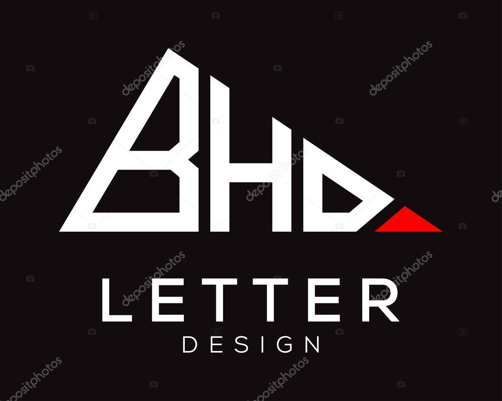 Triangle shape BHD letter logo design.