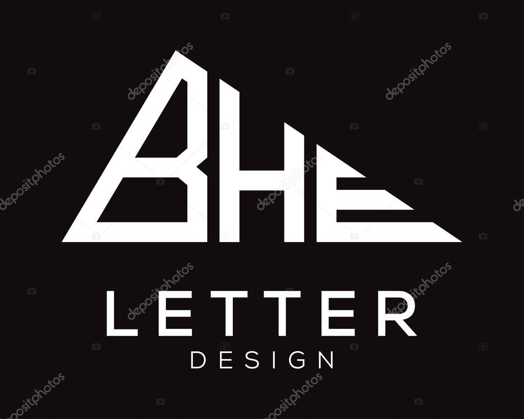 Triangle shape BHE letter logo design.