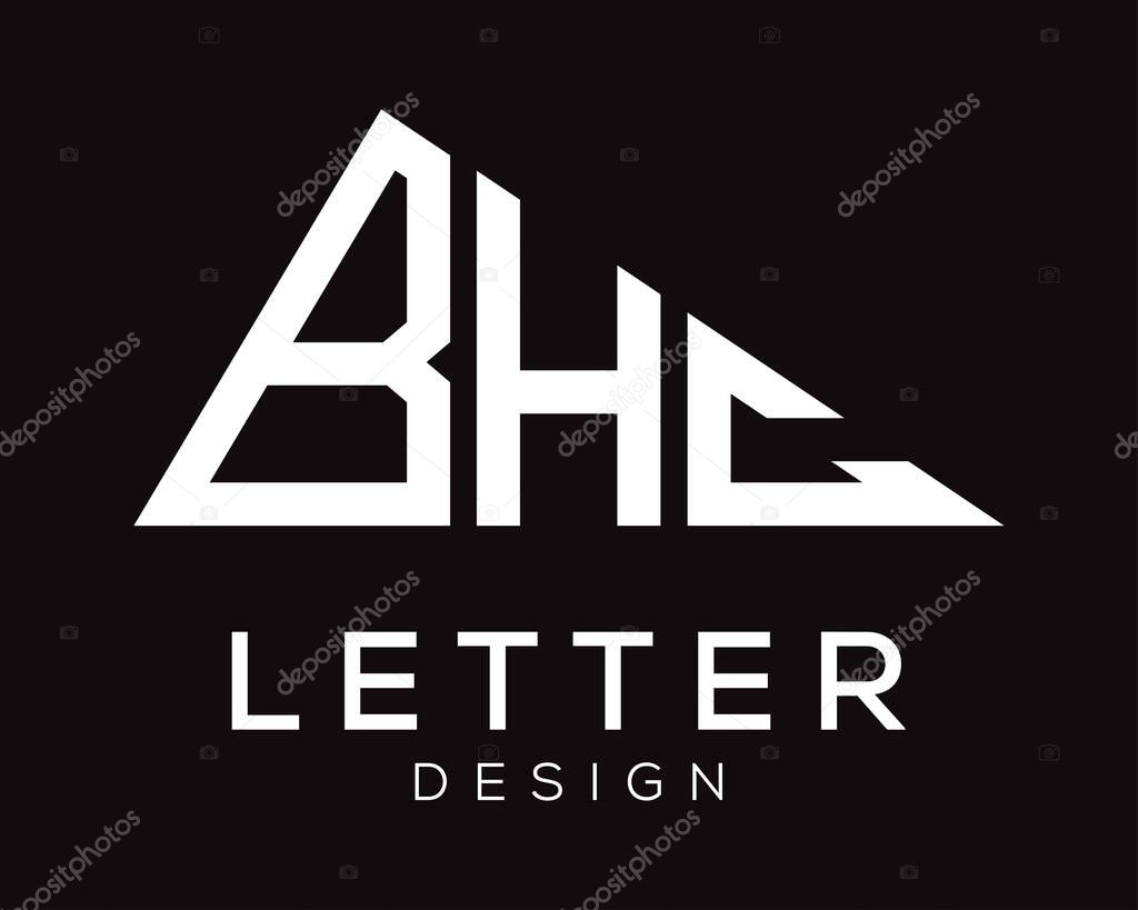 Triangle shape BHC letter logo design.