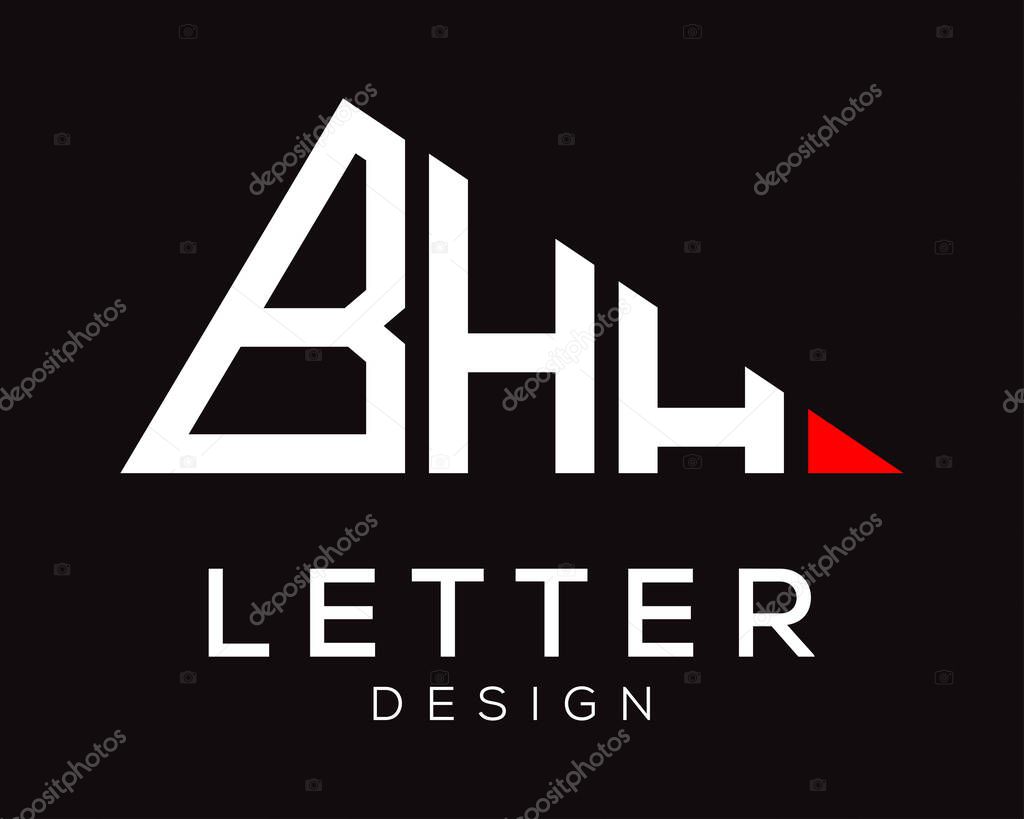 Triangle shape BHH letter logo design.