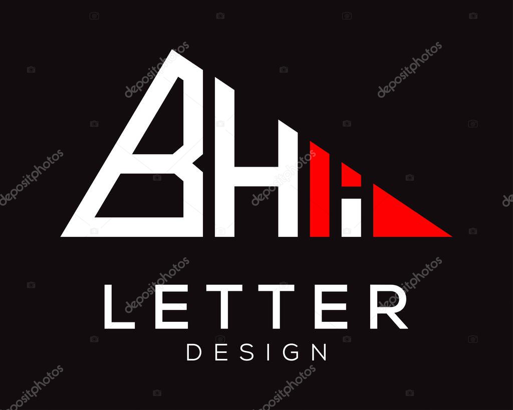 Triangle shape BHI letter logo design.