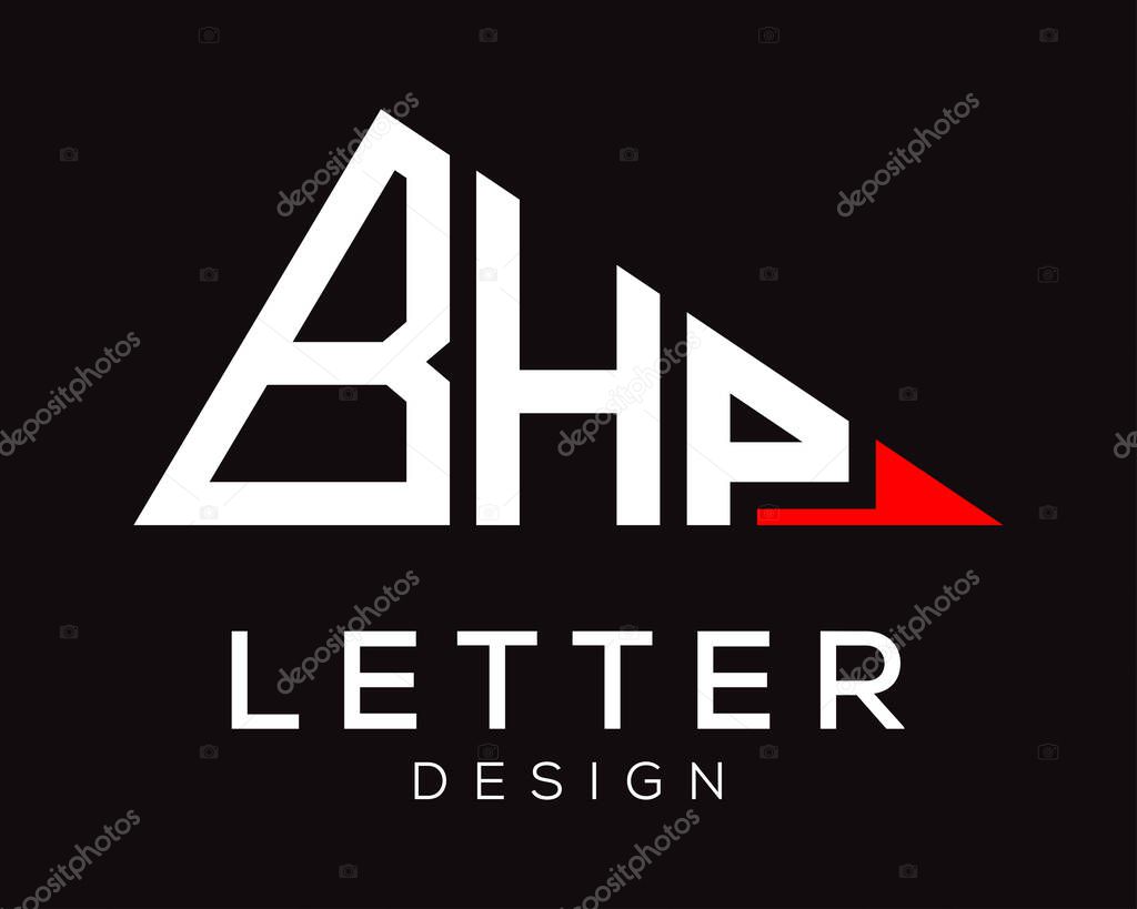 Triangle shape BHP letter logo design.