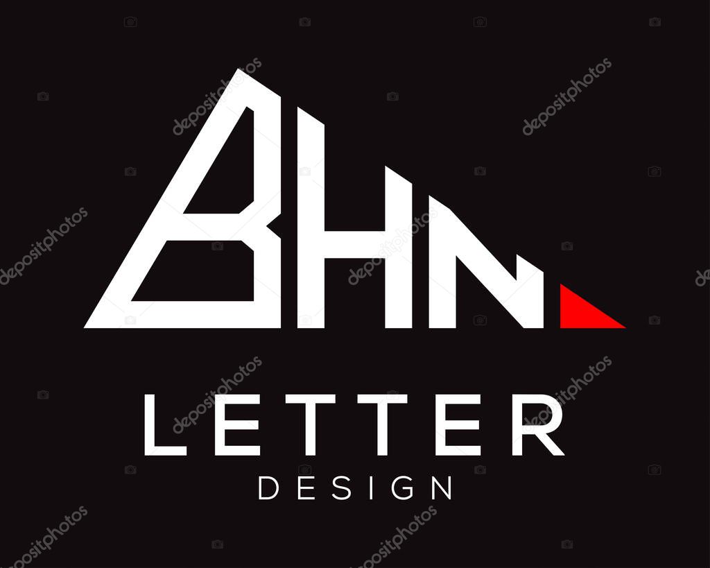 Triangle shape BHN letter logo design.