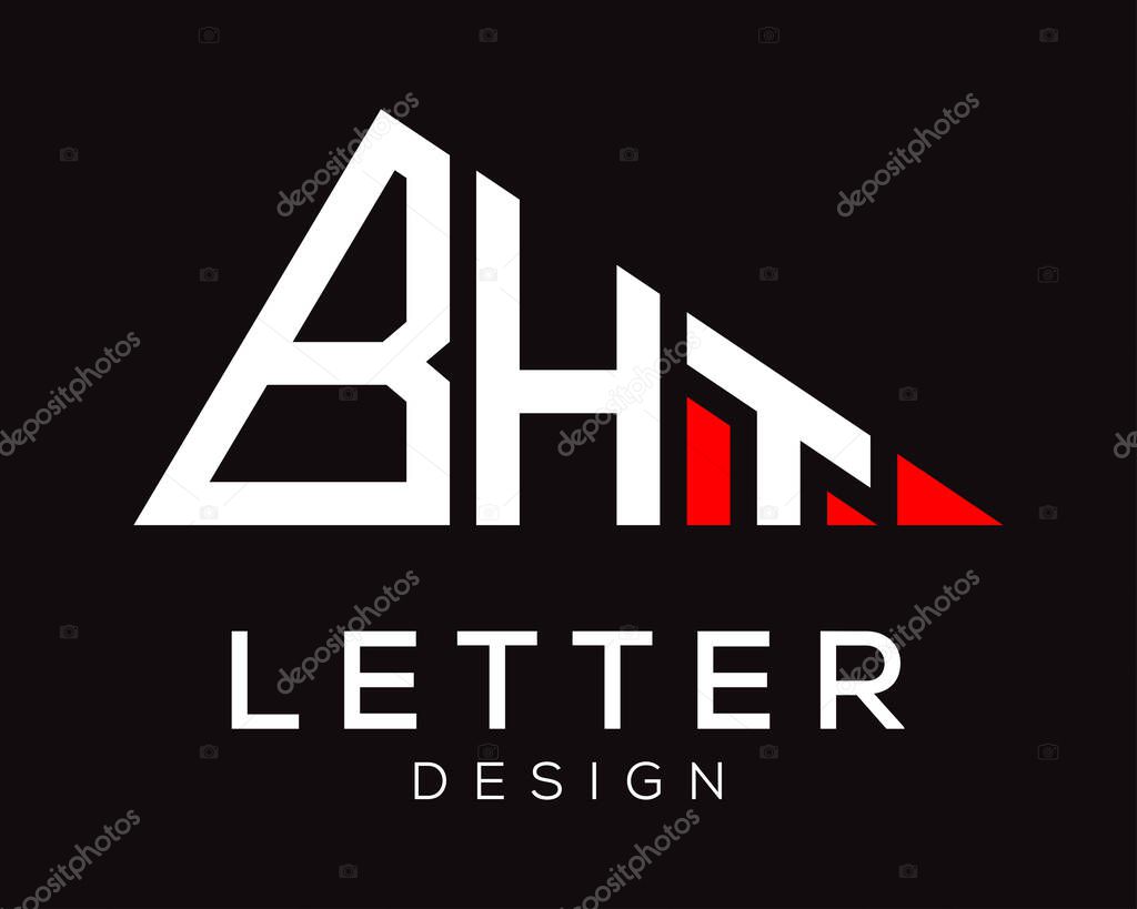 Triangle shape BHT letter logo design.