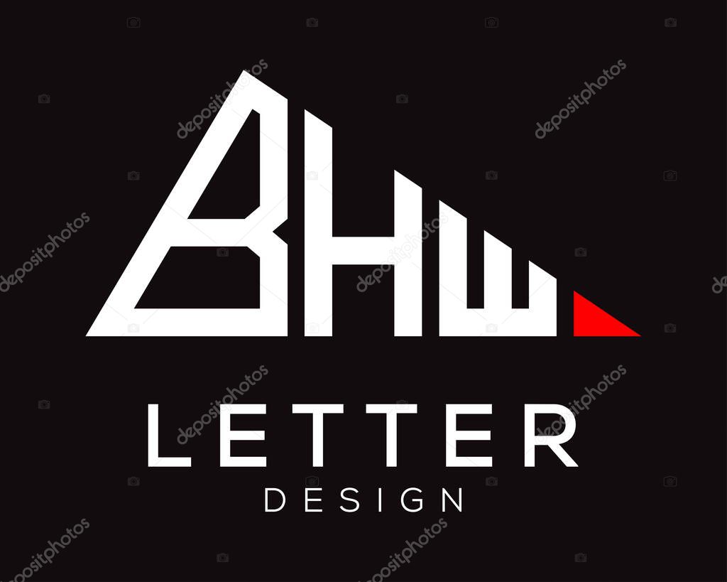 Triangle shape BHW letter logo design.