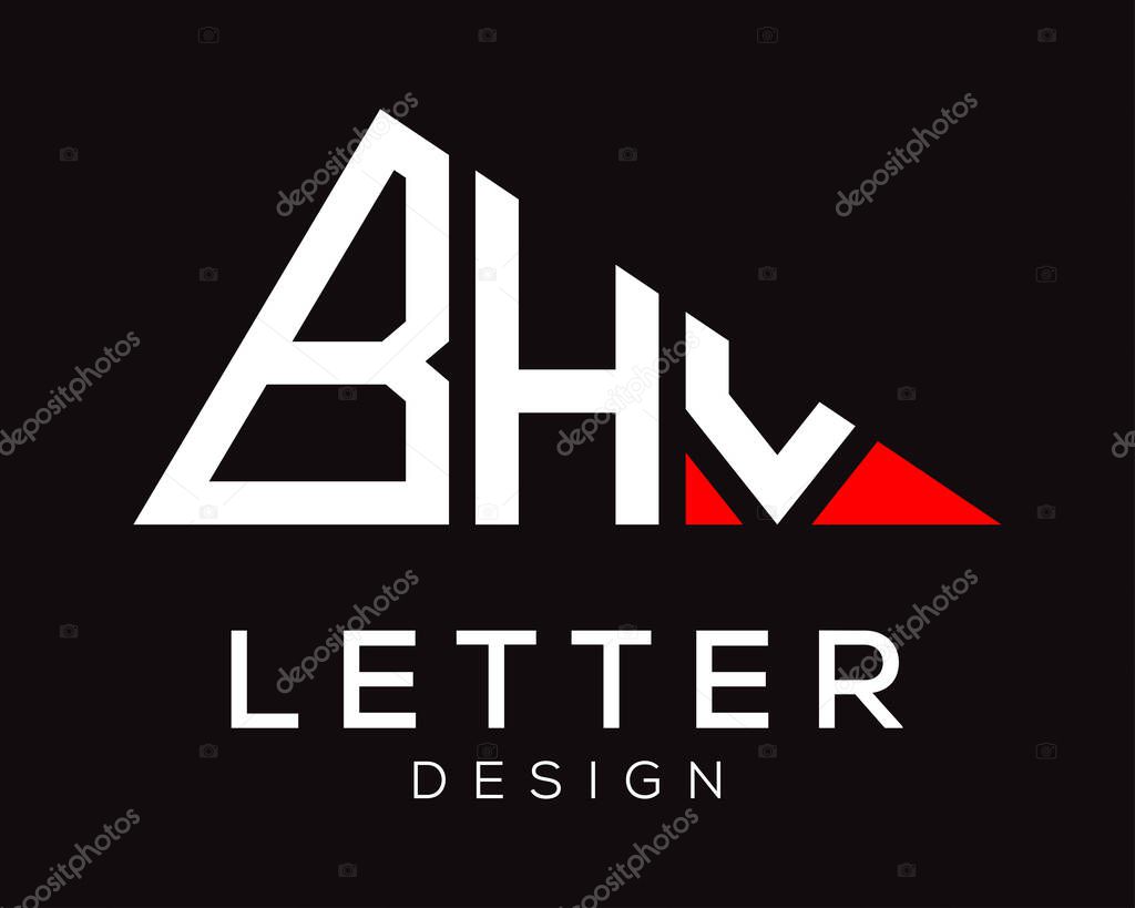 Triangle shape BHV letter logo design.