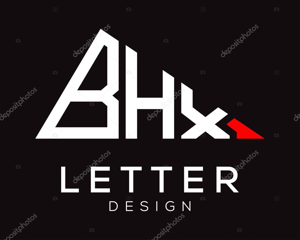 Triangle shape BHX letter logo design.