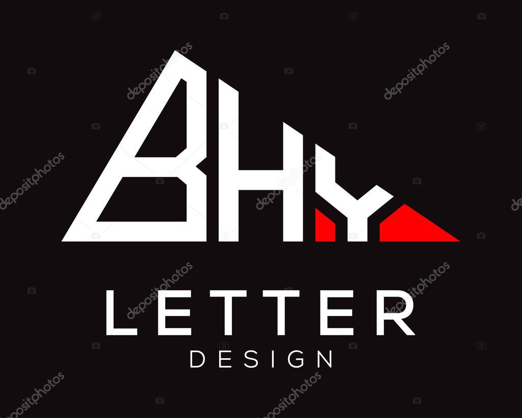Triangle shape BHY letter logo design.