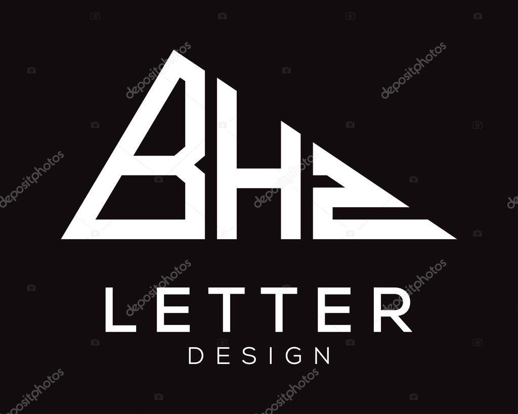 Triangle shape BHZ letter logo design.