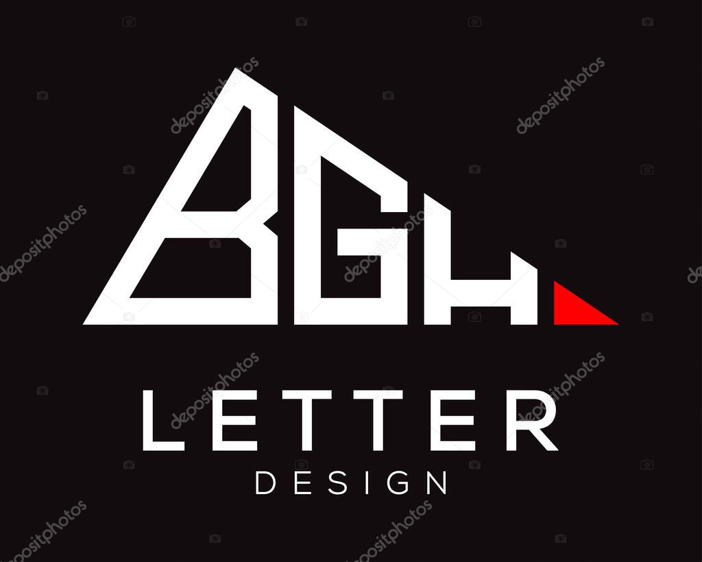 Triangle shape BGH letter logo design.