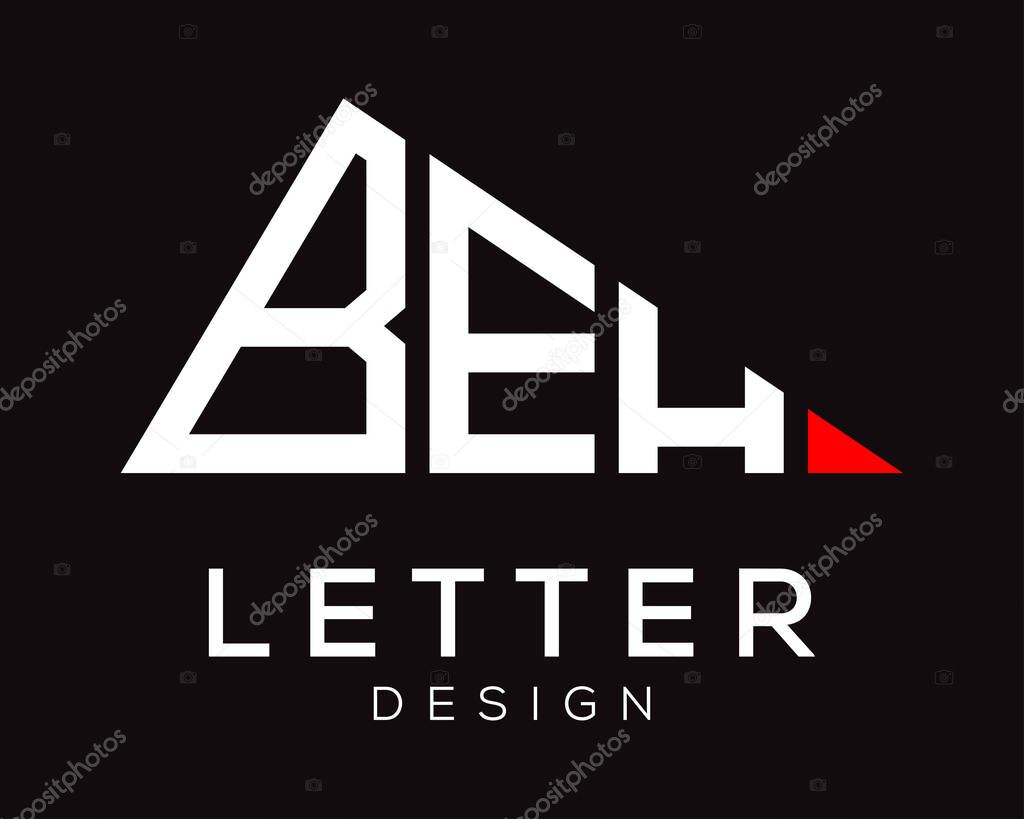 Triangle shape BEH letter logo design.