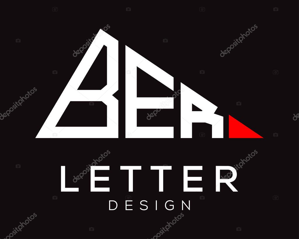 Triangle shape BER letter logo design.