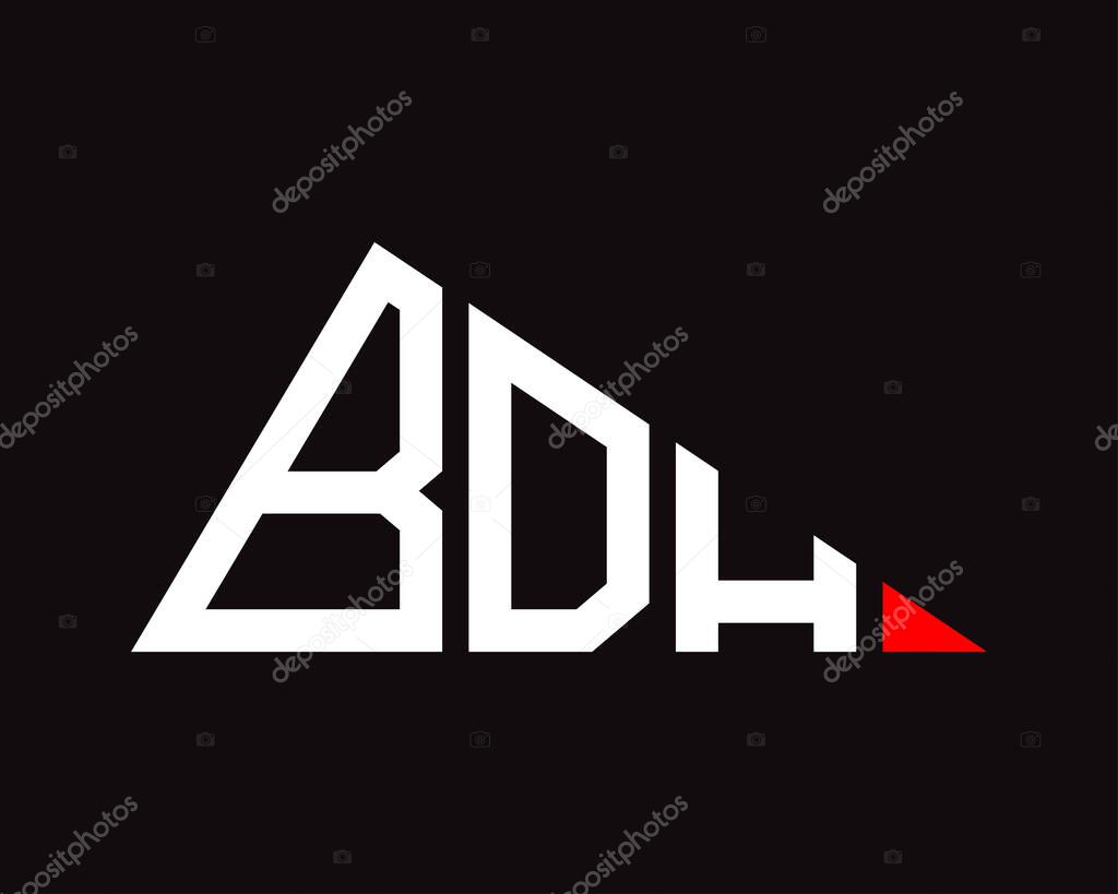 Triangle shape BDH letter logo design.
