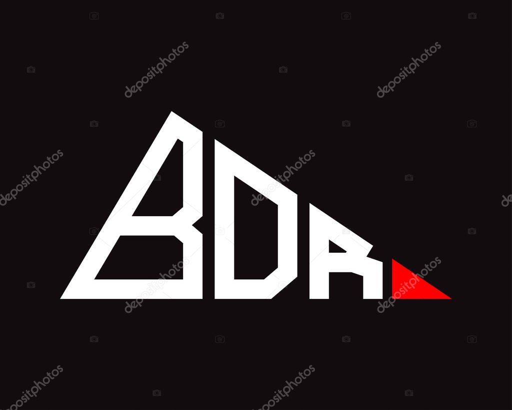 Triangle shape BDR letter logo design.