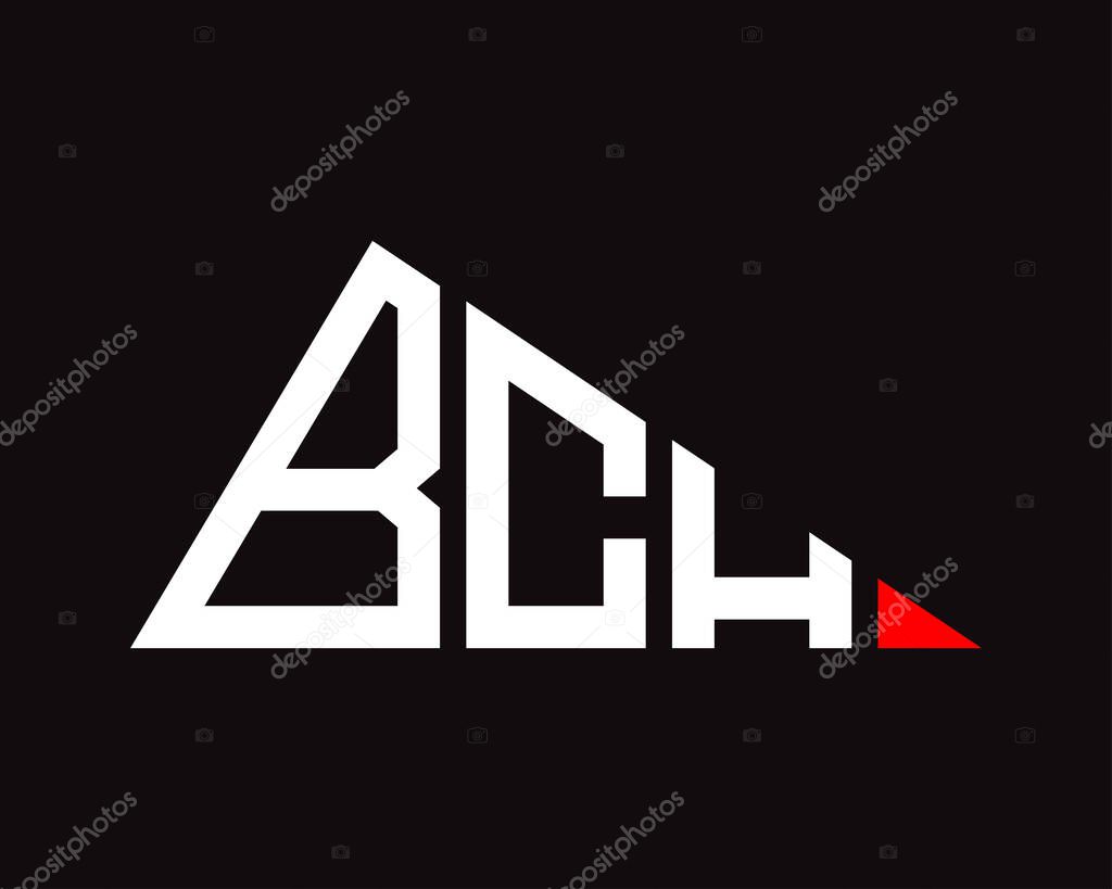 Triangle shape BCH letter logo design.