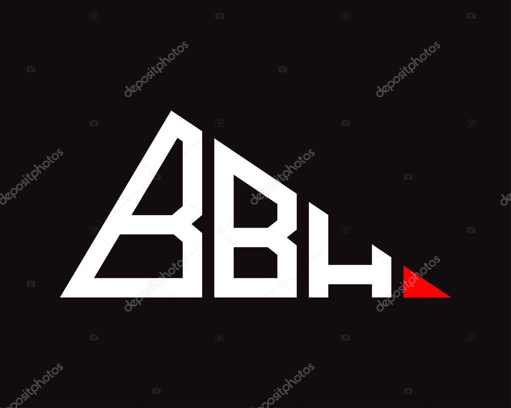 Triangle shape BBH letter logo design.