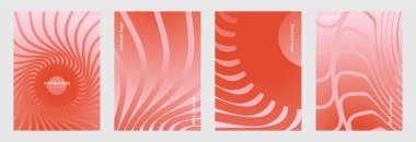 Modern gradyan poster vektörü seti arkaplanı. Koyu kırmızı perspektif geometrik şekiller canlı pembe gradyan üzerinde poster şablonu. Duvar sanatı, el ilanları, broşürler, web afişleri için mükemmel.,