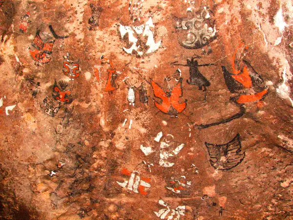 Painted Caves of Guachipas (Argentina). Set of pre-Hispanic aboriginal paintings with anthropomorphic representations.