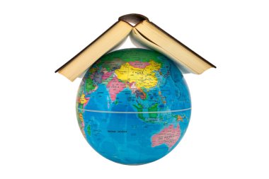 Çatı olarak bir kitap olan Dünya küresi Asya ve Avustralya 'yı bir koruma kavramı olarak görebilirsiniz. Kitap, dünyaya güvenlik, sığınma ve yardım sağlayan kültür ve bilgiyi sembolize ediyor..