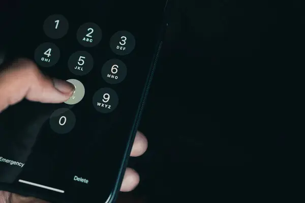 password for log-in on the screen of a cell phone - cyber security concept