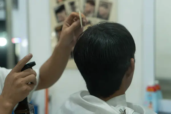hair cut in barbershop asian people