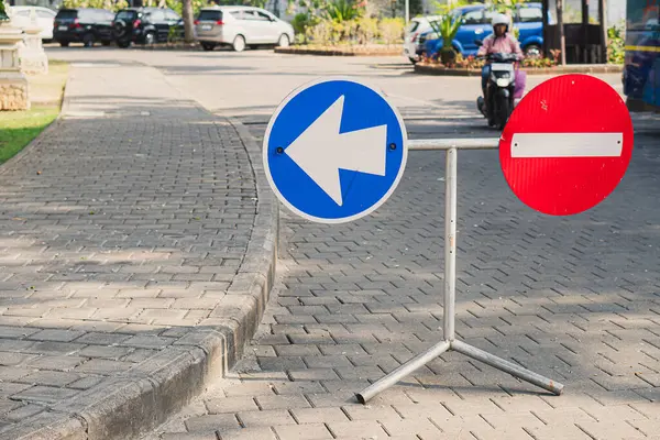 stock image road highway signs with traffic cones and arrow markings