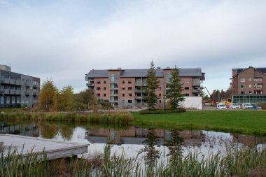 6 Ekim 2023. Lulea, Norrbotten İsveç 'teki Kronandalen bölgesinde. Bölge Lulea 'nın en yeni ve en büyük yerleşim bölgesi olacak. Şu anda inşaat aşamasında..