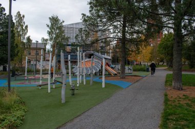 Lulea, İsveç - 6 Ekim 2023: Lulea Şehir Merkezi bir sonbahar gününde fotoğraflandı. Norrbotten Bölgesi.