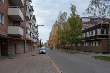 Lulea, İsveç - 6 Ekim 2023: Lulea Şehir Merkezi bir sonbahar gününde fotoğraflandı. Norrbotten Bölgesi.