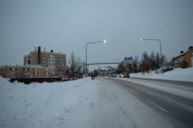 Kiruna 'daki eski şehir, İsveç Laponya' daki Norrbotten. Fotoğraf: 17 Ekim 2023 Soğuk bir kış günü.