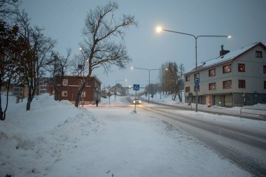 Kiruna 'daki eski şehir, İsveç Laponya' daki Norrbotten. Fotoğraf: 17 Ekim 2023 Soğuk bir kış günü.