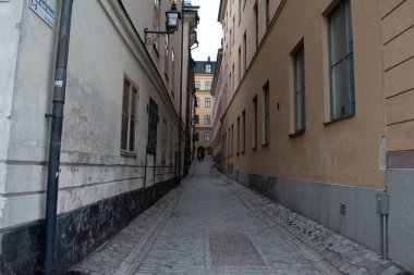 1 Mart 2024, Stockholm eski şehir silueti, İsveç 'in akşam manzarası.