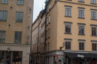 1 Mart 2024, Stockholm eski şehir silueti, İsveç 'in akşam manzarası.