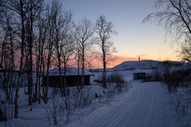 Winter wonderland in Swedish Lapland. Winter landscape from Kiruna, Luossuvaara area. Kiruna, Swedish Lapland. clipart