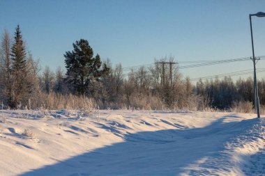 İsveç 'in kuzeyinde Kiruna, Laponya' da kış manzarası. Ocak 'ta fotoğraflandı.