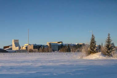 İsveç 'in kuzeyinde Kiruna, Laponya' da kış manzarası. Ocak 'ta fotoğraflandı.