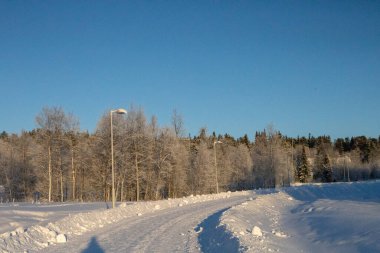 İsveç 'in kuzeyinde Kiruna, Laponya' da kış manzarası. Ocak 'ta fotoğraflandı.