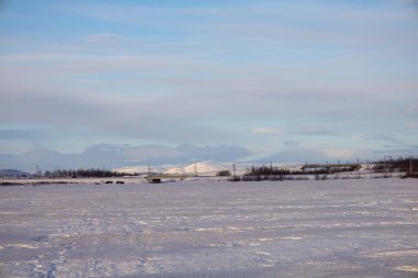 İsveç, Kiruna ve Laponya 'nın kuzeyinde kış manzarası
