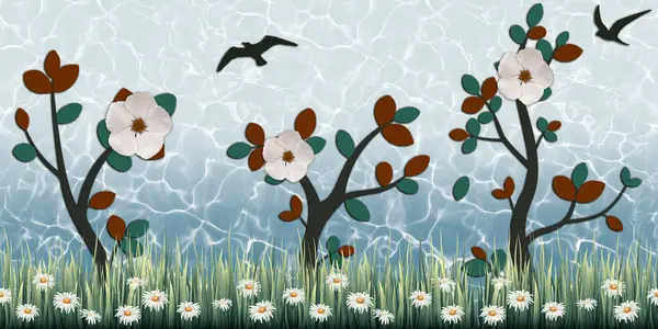 3 Boyutlu Kusursuz Seramik Duvarlar Döşeme Duvar Kağıdı Tasarımı Deseni Grafik Tasarımı Sanat Arkaplanı.
